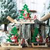 Christmas Assembled Ornament DIY Handmade Sleigh Wooden Craft Xmas Table Decoration Small Snowman