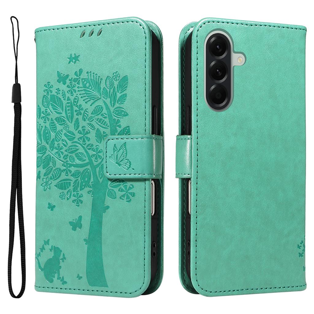 For Samsung Galaxy A57 5G Phone Case with Stand Cat Tree Pattern Leather Wallet Mobile Cover