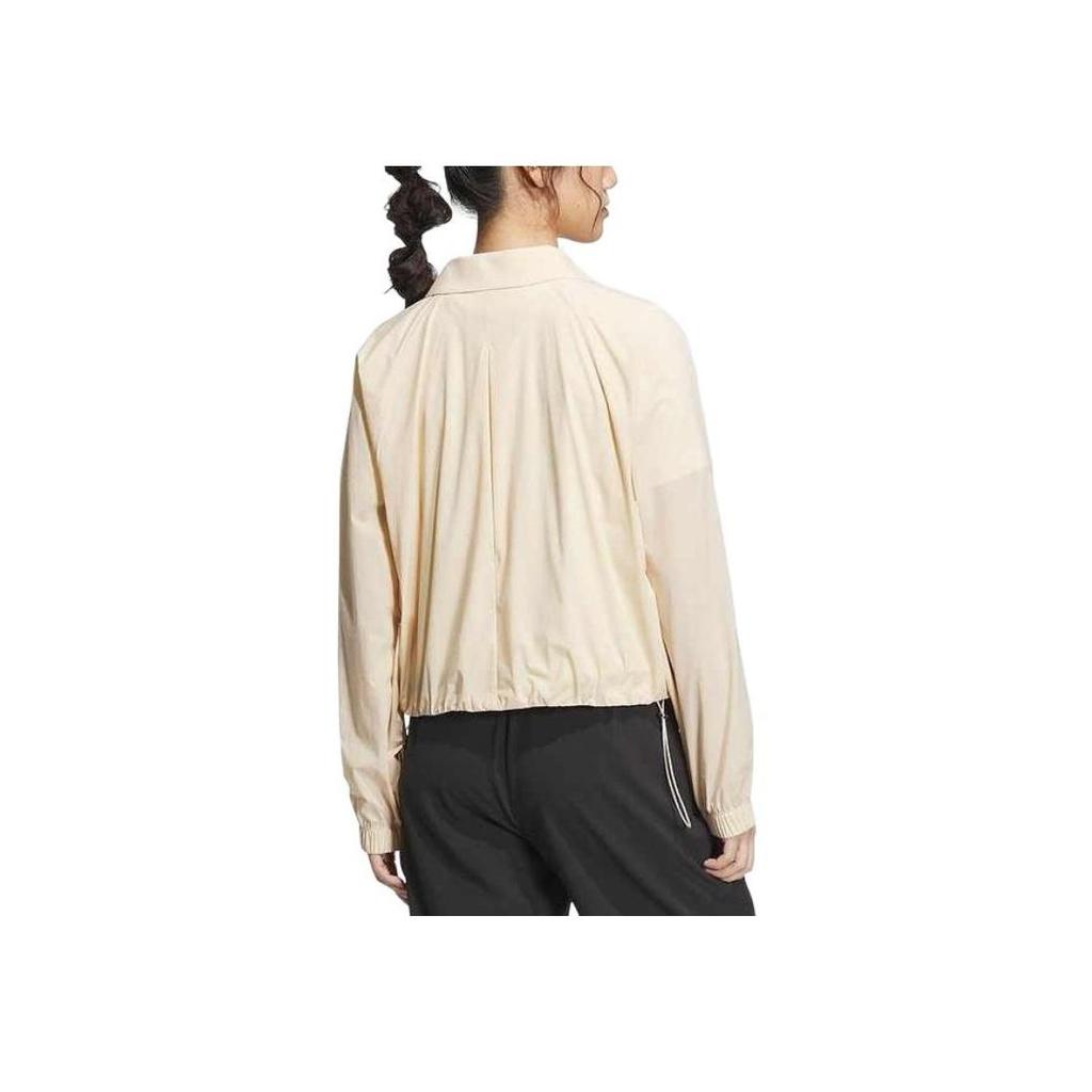 adidas Turn-Down Collar Sports Jacket Simple Comfort Daily Outerwear Women Sand-Brown Black IM8819