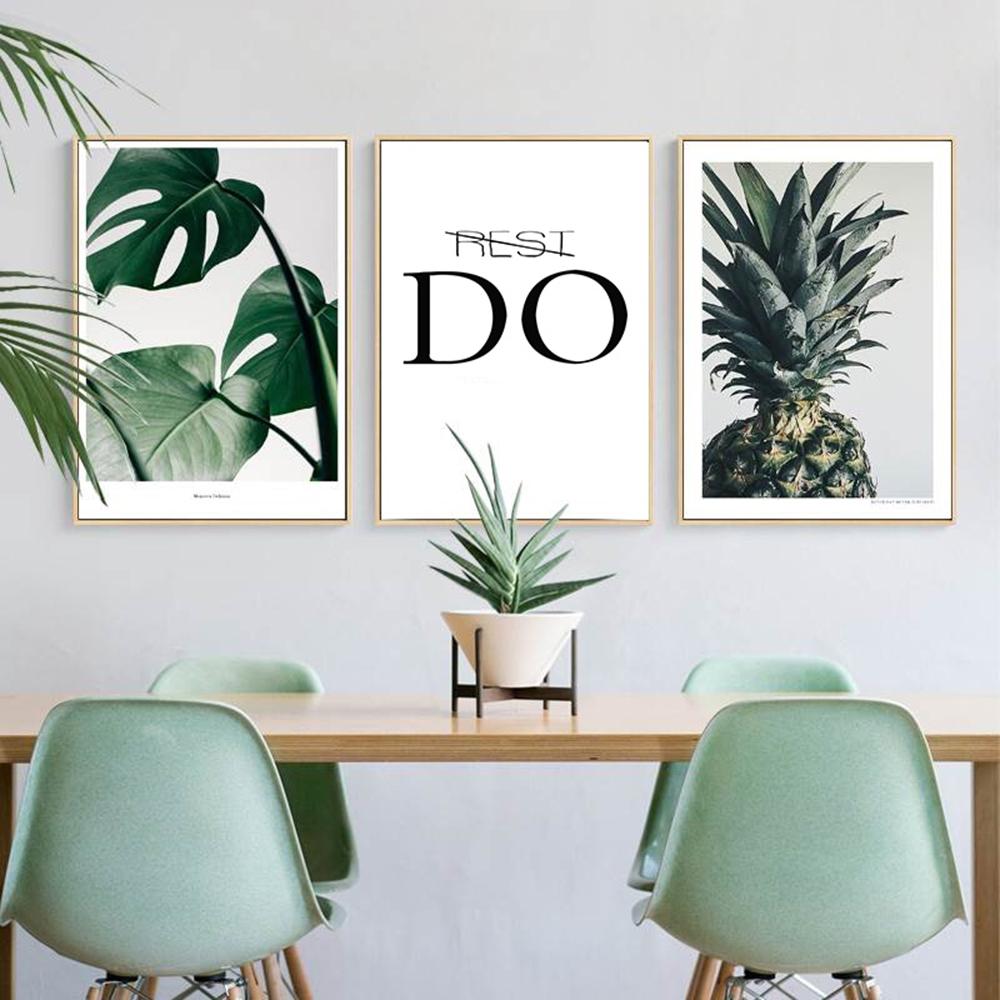 Severská zelená rostlina Obrazy na plátně Tisky Listy Ananas Nástěnné Citáty o umění Dekorace Plakát Obrázky pro interiér Home Decor