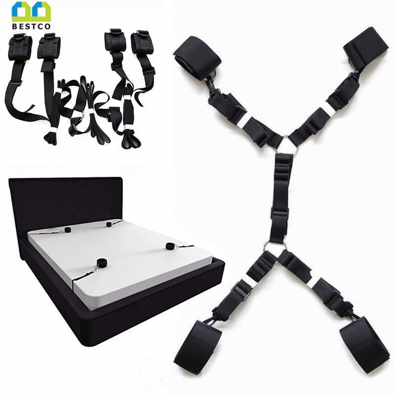 BESTCO 18+ Under Bed Restraints Wrist to Leg Cuffs Slave Fetish BDSM Bondage HandCuffs Adult Sex Toys For Couples Games
