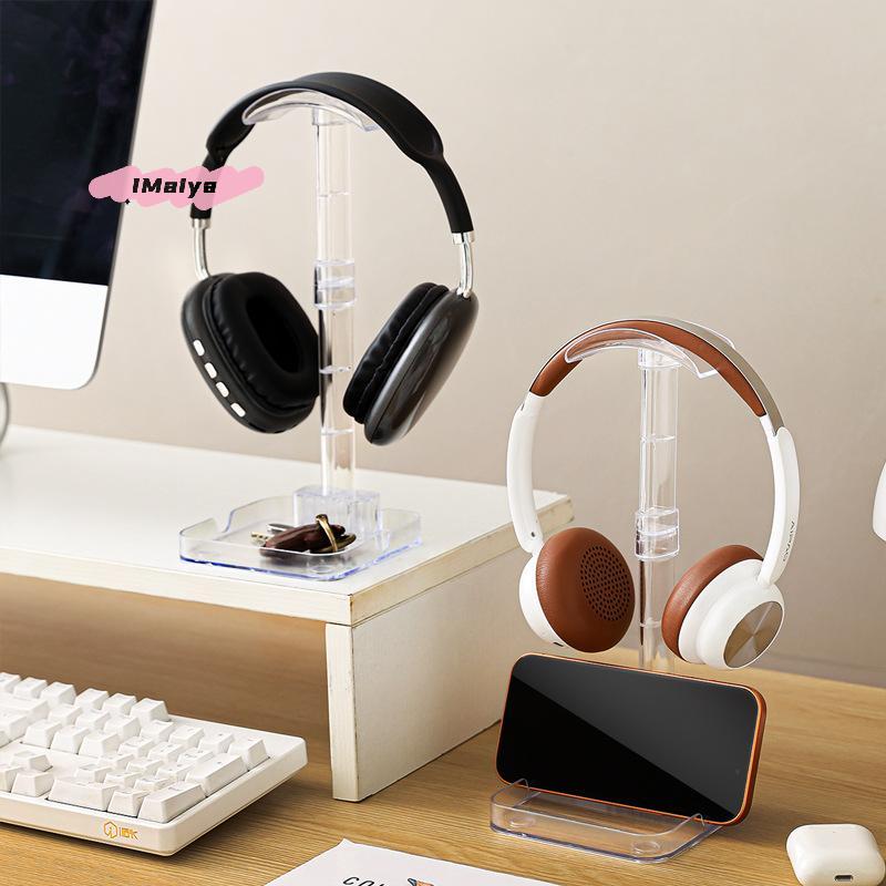 M-1pc Acrylic Headphone Stand With Base Universal Headphone Stand Hanger Transparent Headset Storage Rack Detachable Stand