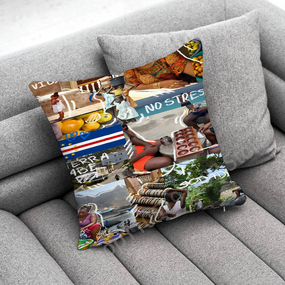 Afrika Kap Verde Reisepass Flagge Kissenbezug für 45X45cm 40X40cm 55X55cm 50X50cm 30X30cm Quadratischer Auto-Kissenbezug Muschel