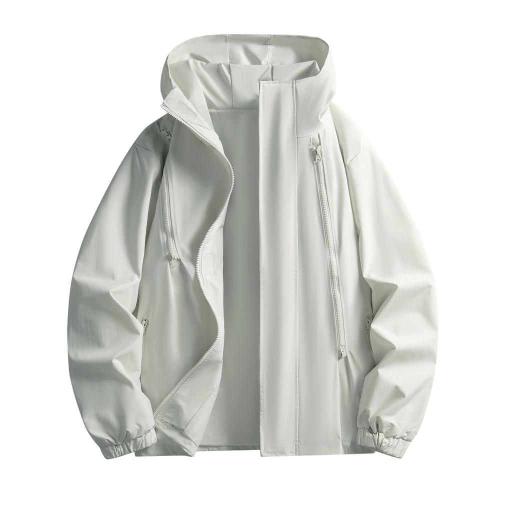 Red Zipper Waterproof Jacket Men's and Women's Spring and Autumn Jacket Hooded Jacket