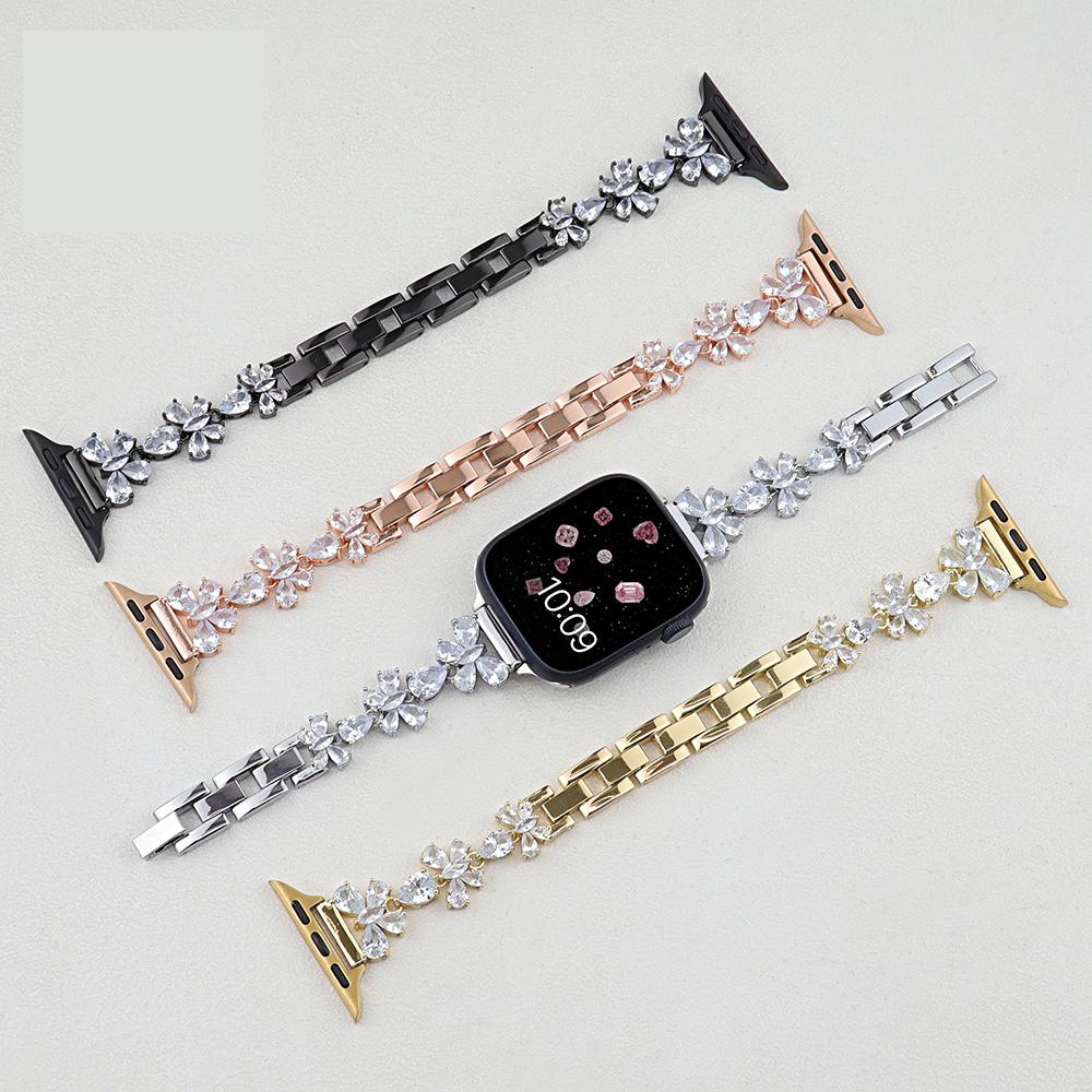 Copper Chain Strap for Apple Watch Series 10 Ultra 9 8 7 SE 6 5 4 3 2 1 46mm 49mm 45mm 44mm 42mm Butterfly Zircon Decor Watch Band