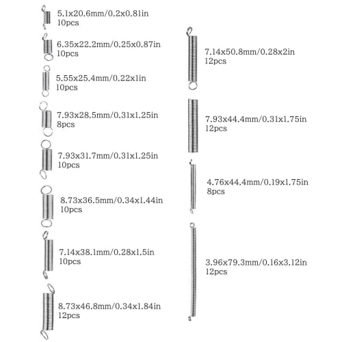 20 Types of Compression and Tension Springs, Coil Springs, Compression Spring Set with Storage Case, Spring Pick Tool, DIY Repair, Experiment, Develop