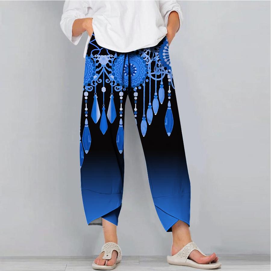 

Мужские модные повседневные брюки, свободные широкие штаны, рабочая одежда с карманами, экзотические брюки с принтом колокольчиков, свободные брюки