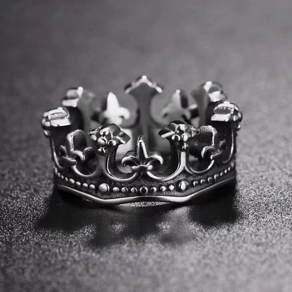 New Classic Vintage Crown King Ring Men's Fashion Punk Minimalist Biker Ring Mens Womens Street Niche Creative Party Accessories