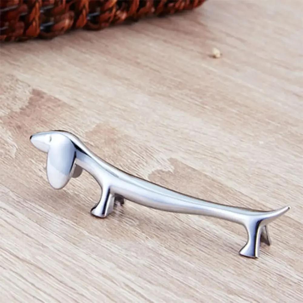 

Silver Dachshund-Shaped Cutlery Holder Organizer Decorative Dog Design Kitchen Utensil Storage Rack for Countertop Tableware