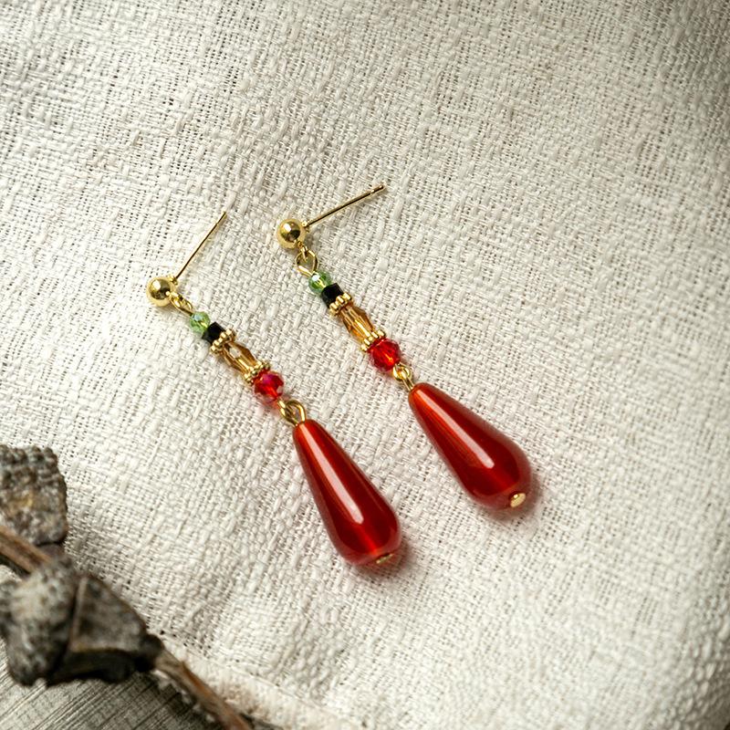 BLINGBAY Women's New Chinese Style Imitation Pearl Earrings Chinese Style Butterfly Drop-shaped Tassel Earrings Simple Hanfu Accessories Retro Jewelry