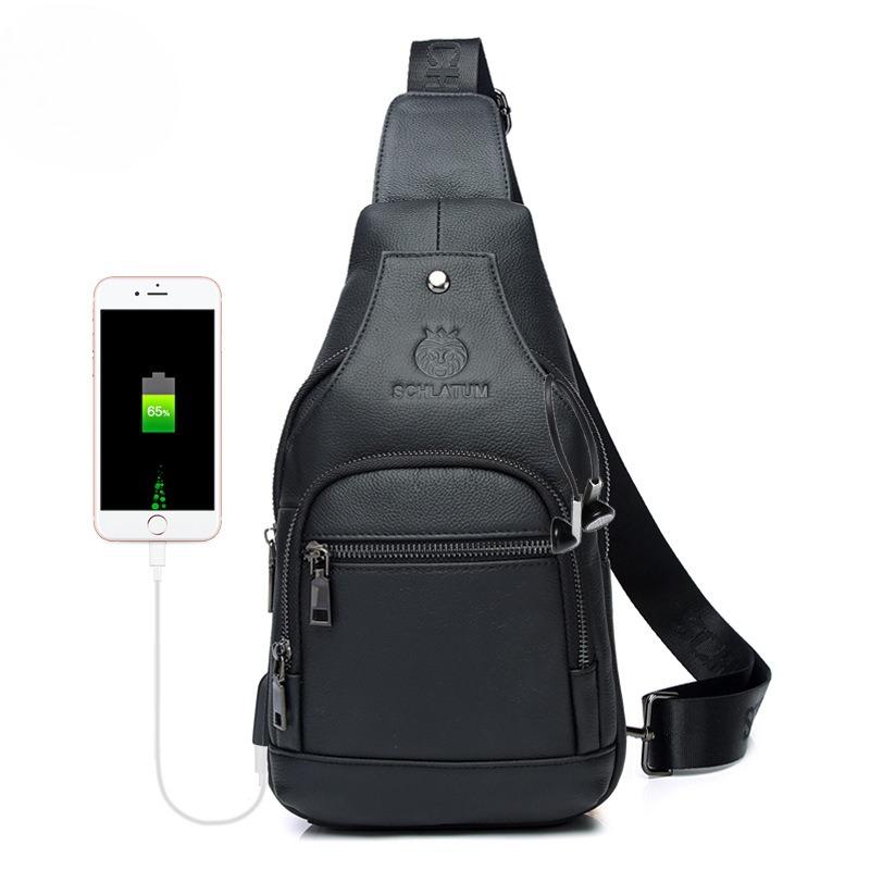 Men's Genuine Leather Single-shoulder Crossbody Bag, Genuine Leather Retro Front Shoulder Bag