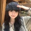 Retro Literary Plaid Beret Women's Autumn and Winter New Versatile Face-showing Small Octagonal Hat Temperament Painter Hat Pumpkin Hat