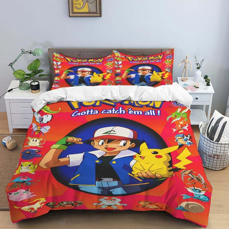 Pokémon Three-piece Bedding Set – Includes A Printed Duvet Cover and Pillowcases