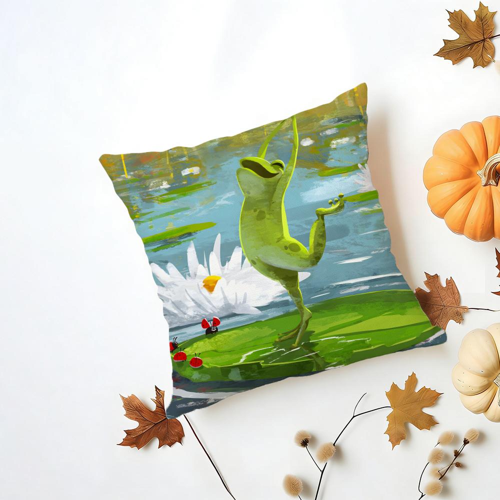 FFrog Aesthetic Cushion Cover Washable Linen Pillowcase Soft  for Daily Sofa Bed Home Room Decor