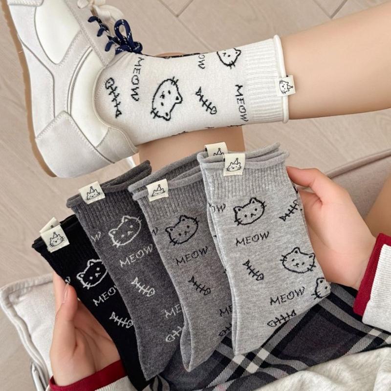 Süße Cartoon-Kätzchen-Socken Süße Lange Socken für Mädchen Vielseitige Schuhe Weich Und Bequem Geschenk Für Mädchen