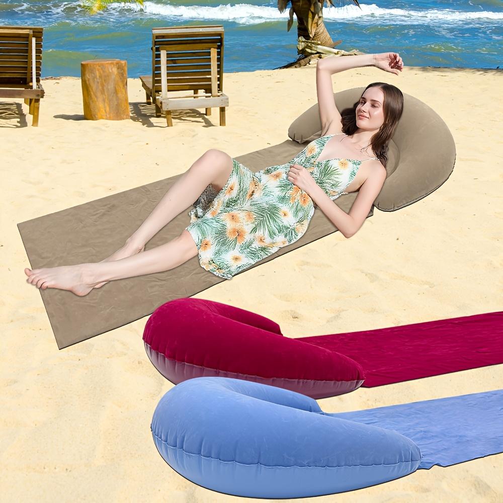 1pc Beach Mat with Inflatable Headrest, Outdoor Mat, Sand-Proof, Suitable for Outdoor Camping and Picnics, Placemats, Single Person Sleeping Pad
