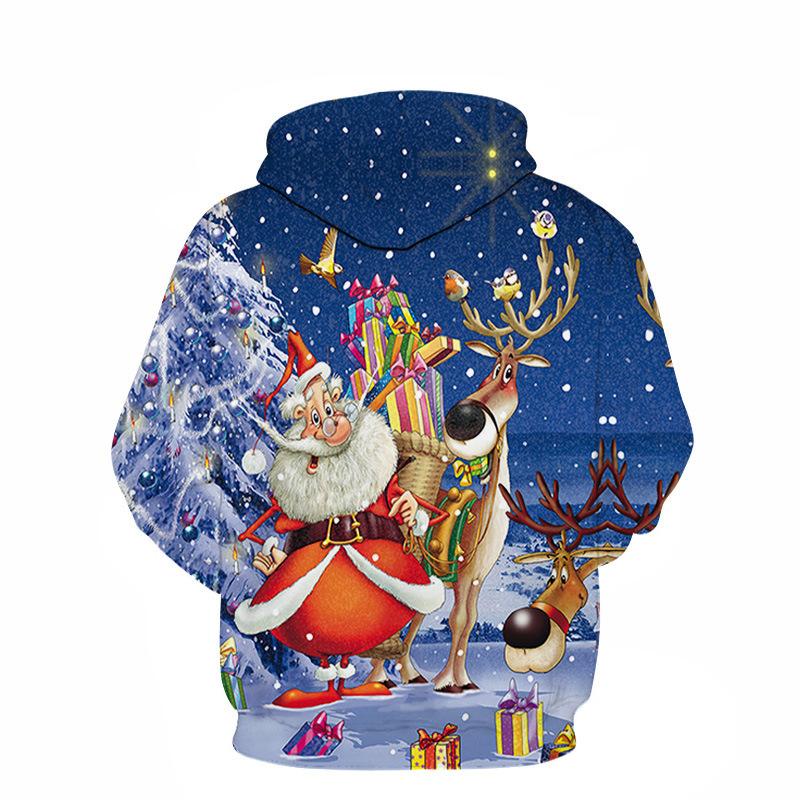 New Christmas Digital 3D Printing Men and Women Hoodie Sweater Tops Round Neck Trend Casual Loose