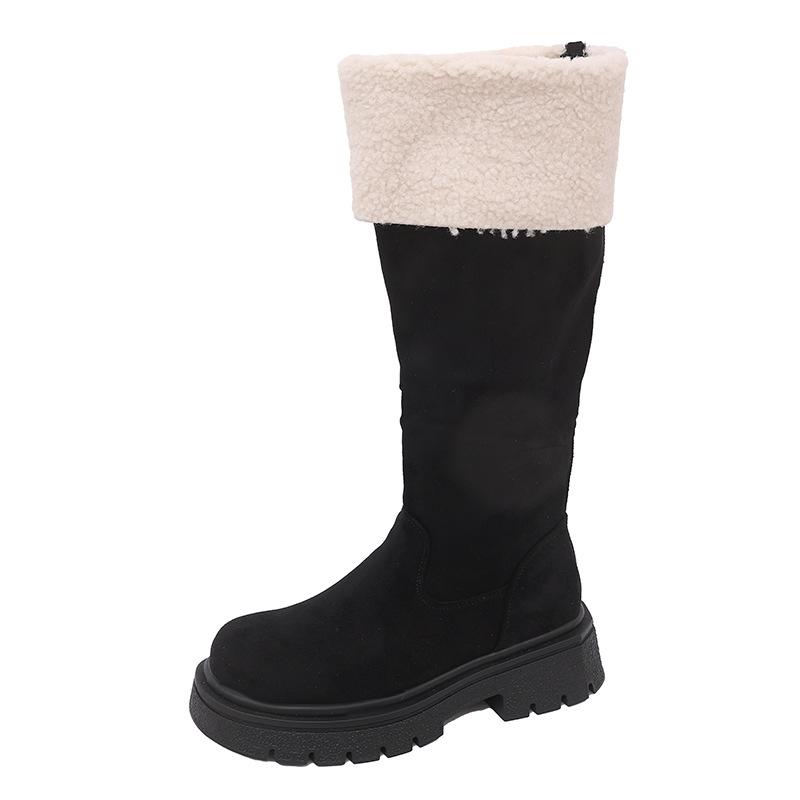 Women's Soft Elastic Thick Sole Winter Warm Cold Padded Snow Boots Non-slip Wear Outdoor Leisure Sports Long Cotton Boots