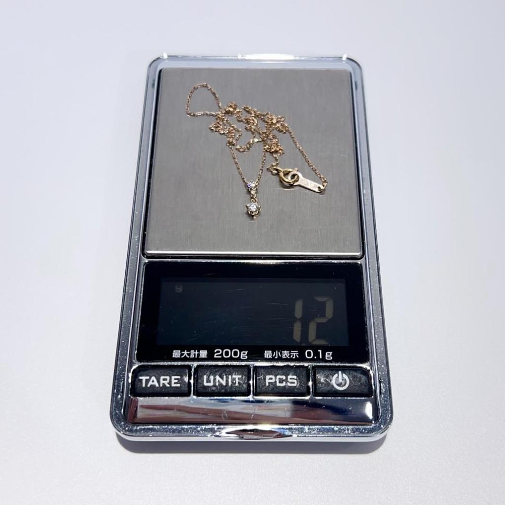 Used 4 Yondoshi K18PG Diamond Necklace 40cm 1.2g Good Condition