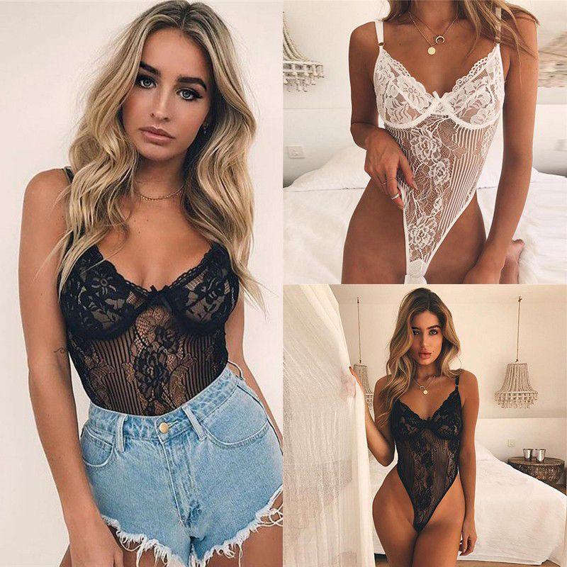 Alluring Women Sexy Teddy Lingerie Babydoll With V-neck Adjustable Straps And Lace Design