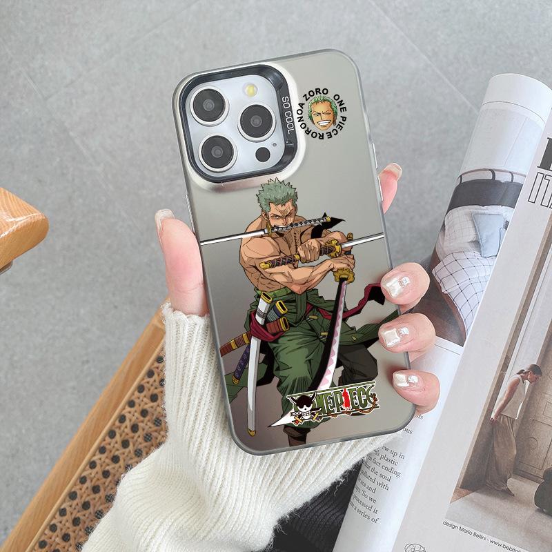 ONE PIECE Luffy Ace Mobile Phone Case iPhone17pm Trendy Cool Anti-drop Colored Silver IMD Apple 16pro Boys