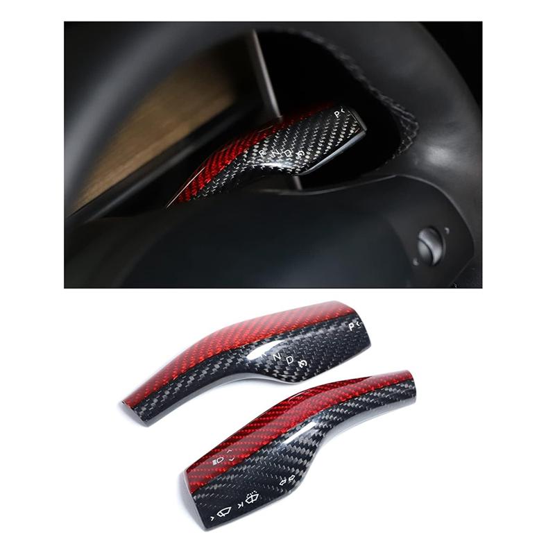 2PCS Car Shift Lever Accessory Car Real Carbon Fiber For Tesla Model 3/Y 2016--A87Q