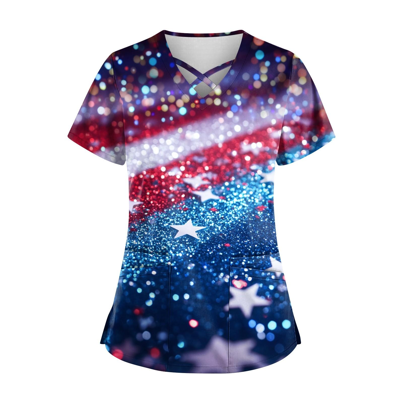 

Женский топ с коротким рукавом и V-образным вырезом, принтом и карманом Dry-nurse XXL