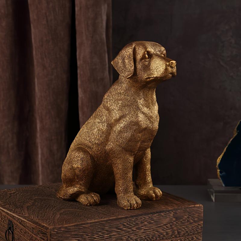Golden Animal Series Ornament Toys: Simulated Pet Dog Decor for Living Rooms