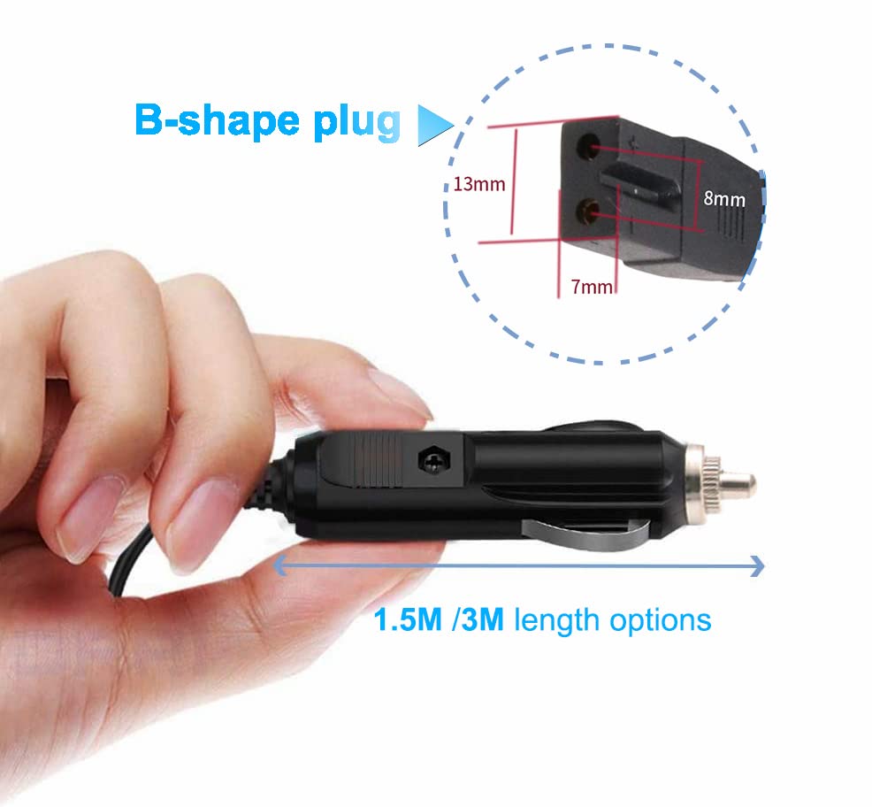 DRRI Mini Refrigerator DC 2 Pin Power Cord for Mobicool Cooler, Car Cool Box, Car Freezer Refrigerator (1.5M)