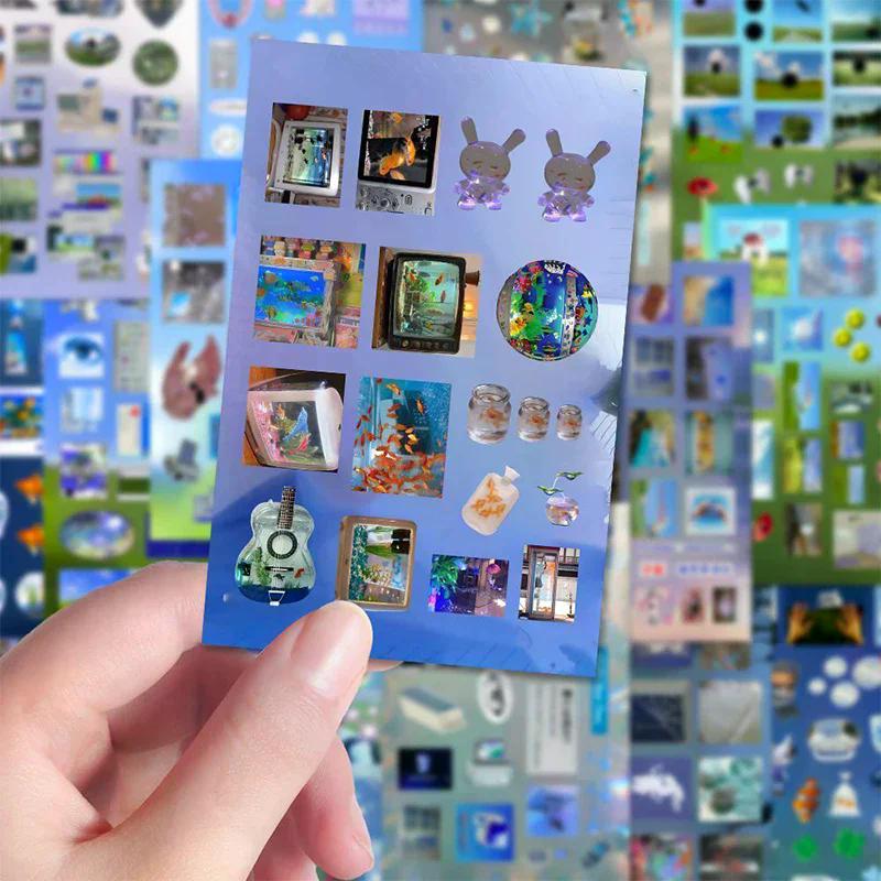 8/16 Sheets DIY Decoration Y2k Gen Z Electronic Memories Style Retro Dreamcore Collages Journals Diary Scrapbook Stickers