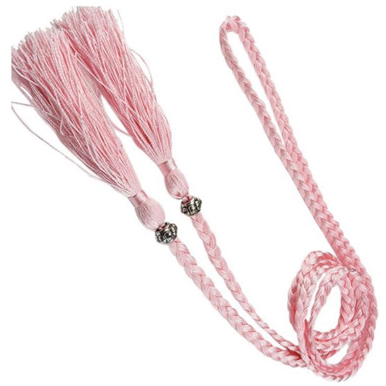 Accesorios de vestir de ropa de estilo nacional, cinturón trenzado, borla, cadena de cintura, cuerda