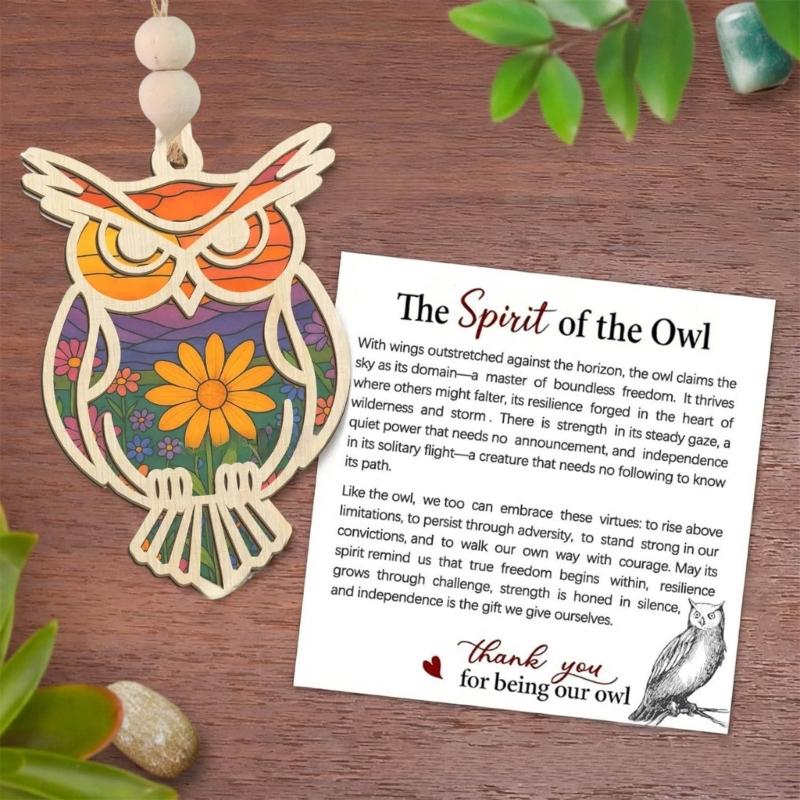 Elegant Owl Design Suncatchers with Story Card Door Window Decoration Perfect Gift for Special Event Outdoor Indoor