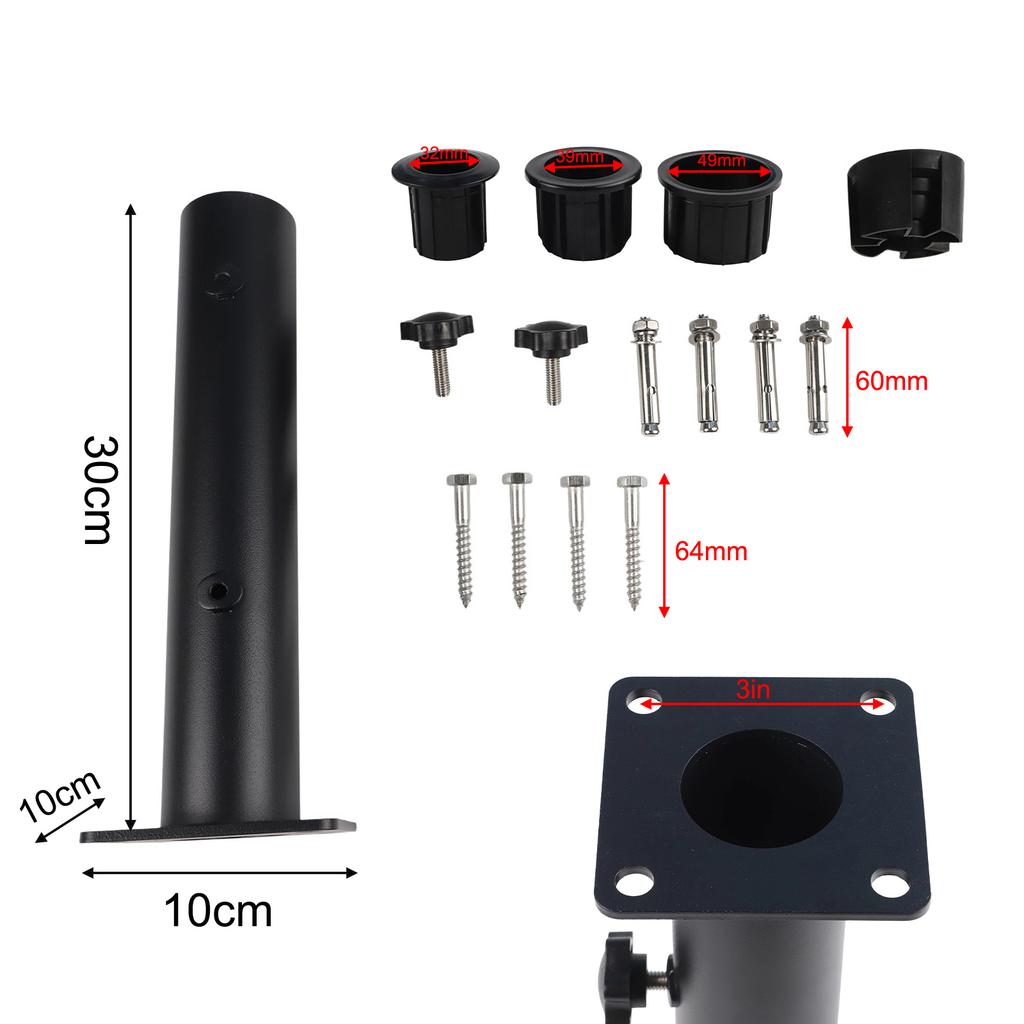 Metal outdoor parasol base kit sturdy iron support with 32mm 39mm 49mm stoppers suitable for different parasol sizes and styles