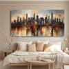 Modern City Skyline Canvas Wall Art, Abstract Wall Art Painting with Warm Sunset Hues, Print for Wall Art Decor Gifts - Noframed