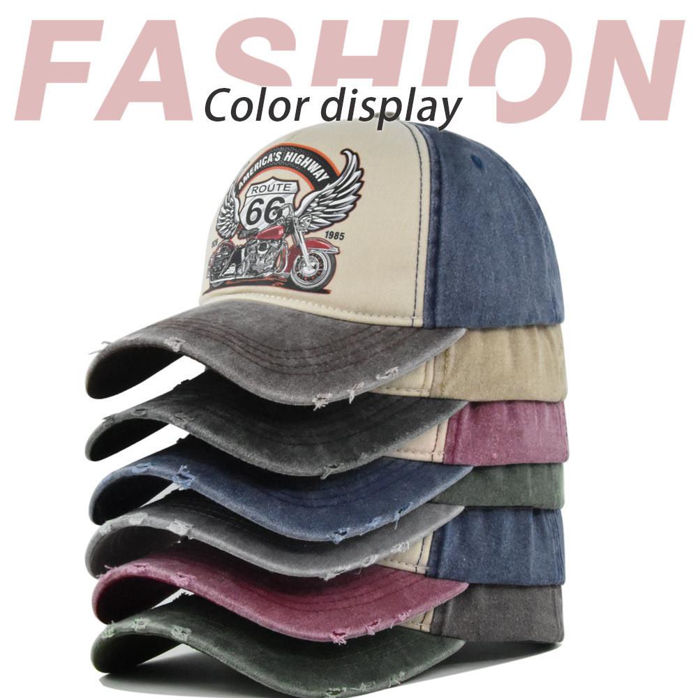 Berretto da Baseball Vintage Route66 Cappello con Stampa Retrò a Becco d'Anatra Cappello da Motociclista Camionista Cappello da Sole da Uomo