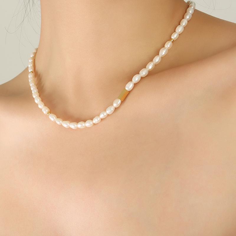 Süßwasserperlenkette für Damen Elegante minimalistische Halskette für Damen Halsketten Choker Luxuriöser Damenschmuck
