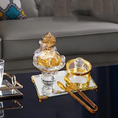 Arabic Incense Burner Set Islamic Home Decoration Versatile with Tongs, Tray, Storage Jar for