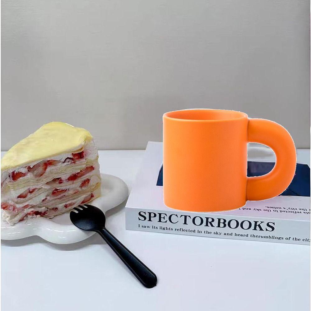 Fat Round Handgrip Novelty Cups Solid Color Cute Fat Handle Cup Personalized Milk Container  Juice