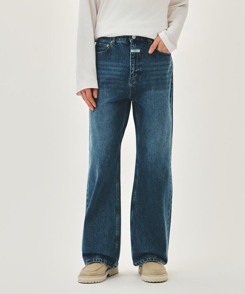 Malittepeulangsowajeobeo M Relaxed Fit Boots-Cut Denim Pants Blue