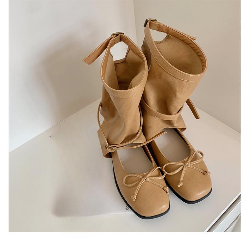 

Height-increasing Boots Round-toed Cool Boots Ballet Single Shoes Knight Boots 35 хакі/коричневий