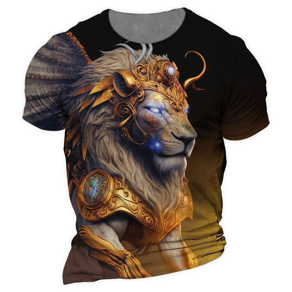 

Летняя футболка с животным принтом, футболки с 3D принтом «Дракон, тигр, зверь», свободный топ, мужская быстросохнущая одежда с короткими рукавами 6XL