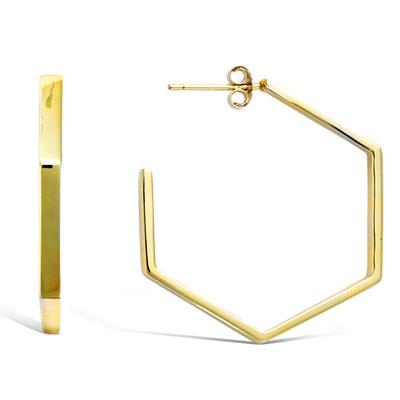 [Q4048] - Κρίκοι Επιχρυσωμένοι 'Cleopatra' χρυσό (εξάγωνο) 30 mm 3 mm