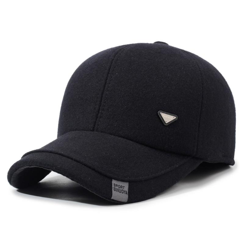 Large Cotton Peaked Cap Thickenedmen Cold-proof Peaked Cap Middle-aged and Elderly Woolen Heattech Back-sealed Ear Protection Cotton Cap