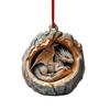 Owl Raccoon Christmas Ornament 2D Printed Acrylic Hanging Decor for Tree Festive Animal Tree Pendant