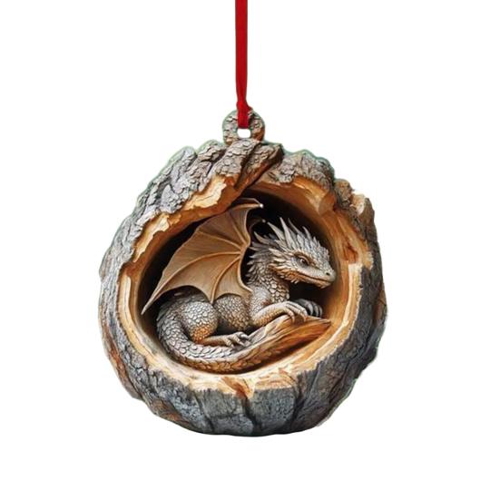 Owl Raccoon Christmas Ornament 2D Printed Acrylic Hanging Decor for Tree Festive Animal Tree Pendant