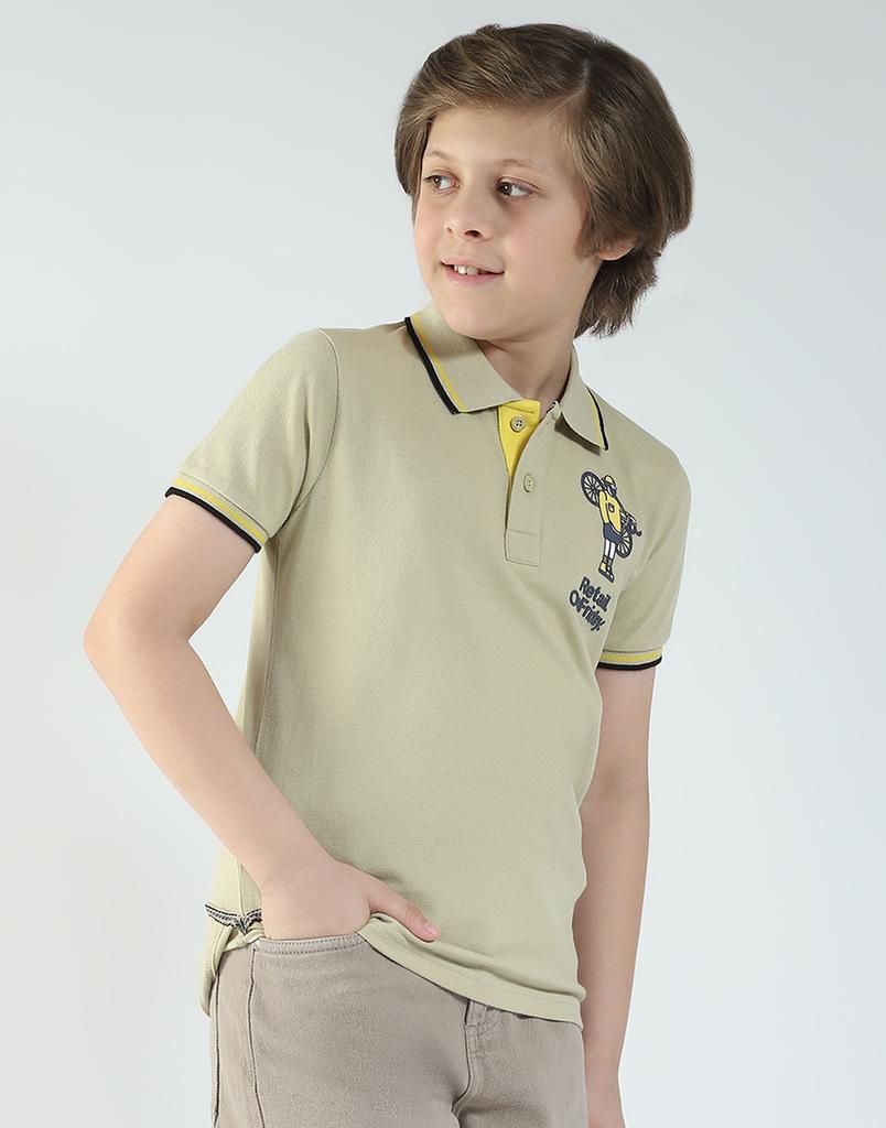 MONTE CARLO Boys's Regular Fit Printed Polo Half Sleeve T-Shirt