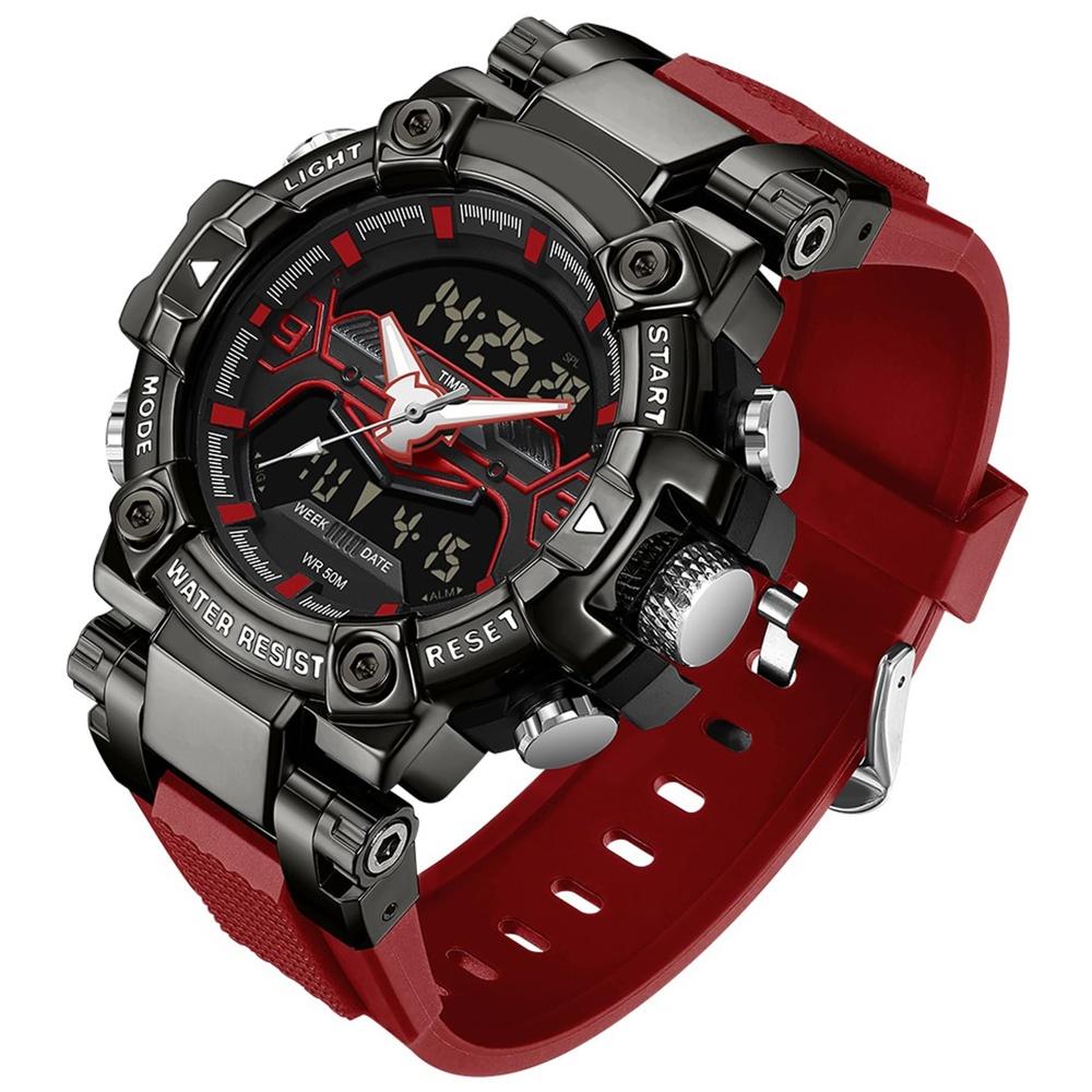 

findtime Watch Men s Digital Dual Time Analog Military Stopwatch Alarm Waterproof Sports Running Luminous Backlight Day of the Week Date Clock