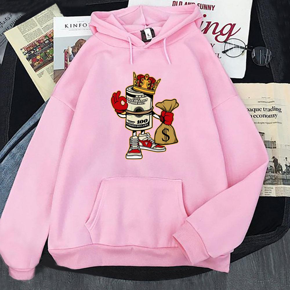 

Толстовки King Money Roll 100 Стодолларовая купюра Худи Модная одежда Женская с длинным рукавом Мужской пуловер Sudadera S