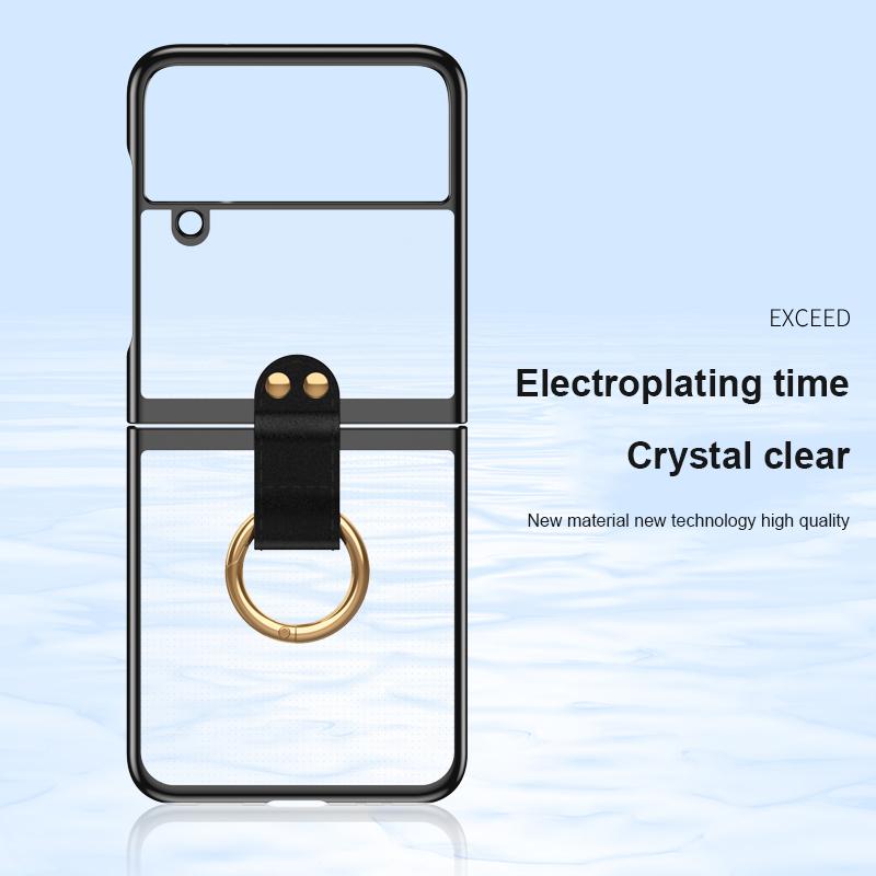 Luxusní galvanizovaný kryt s držákem prstenu pro Samsung Galaxy Z Flip 3 Z Flip 4 Pouzdro Tvrdý Slim Nárazuvzdorný Kryt na telefon pro Z Flip 3 4
