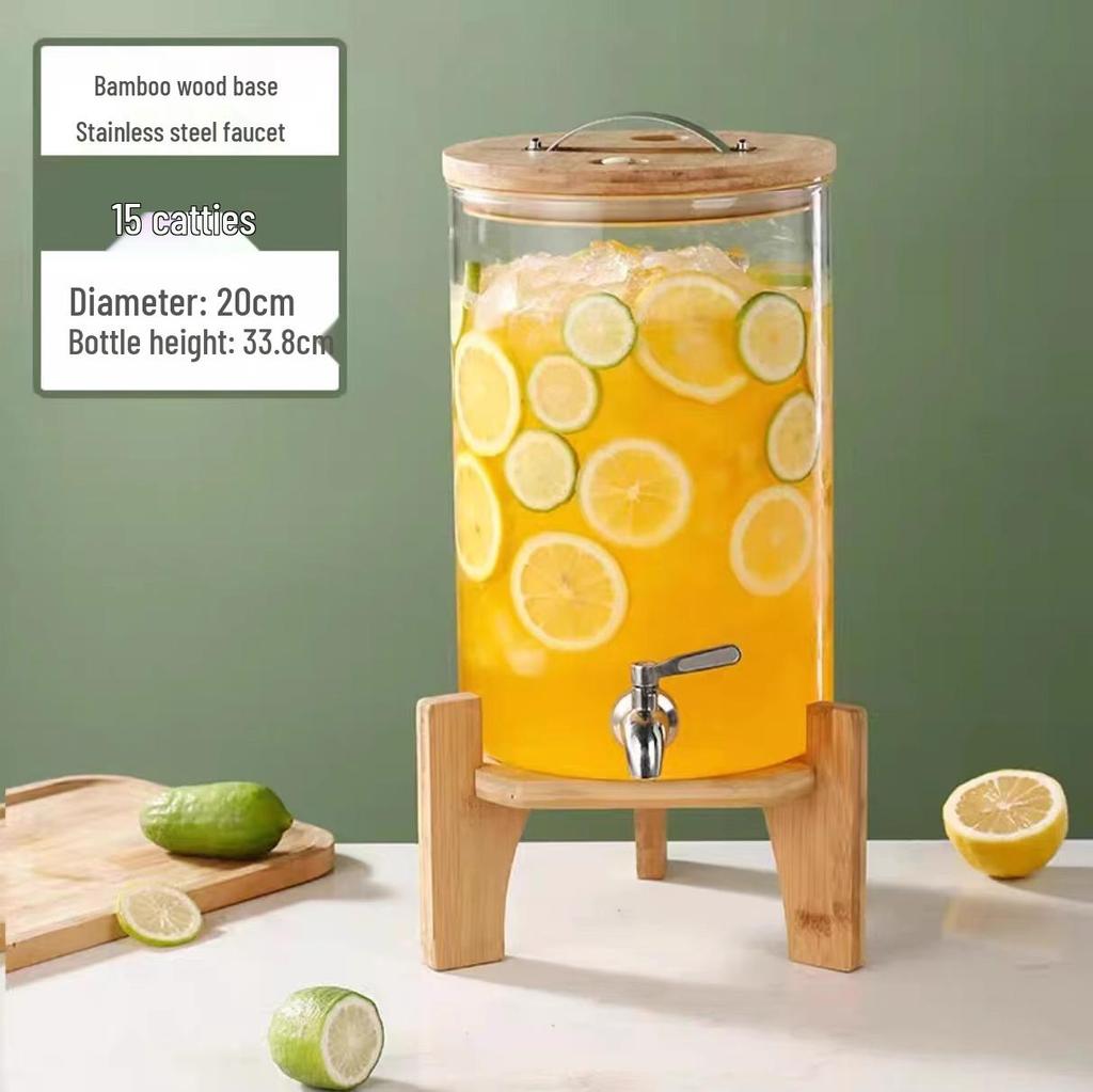 Glass Beverage Dispenser: High-Temperature Resistant Lemonade, Tea, and Juice Container